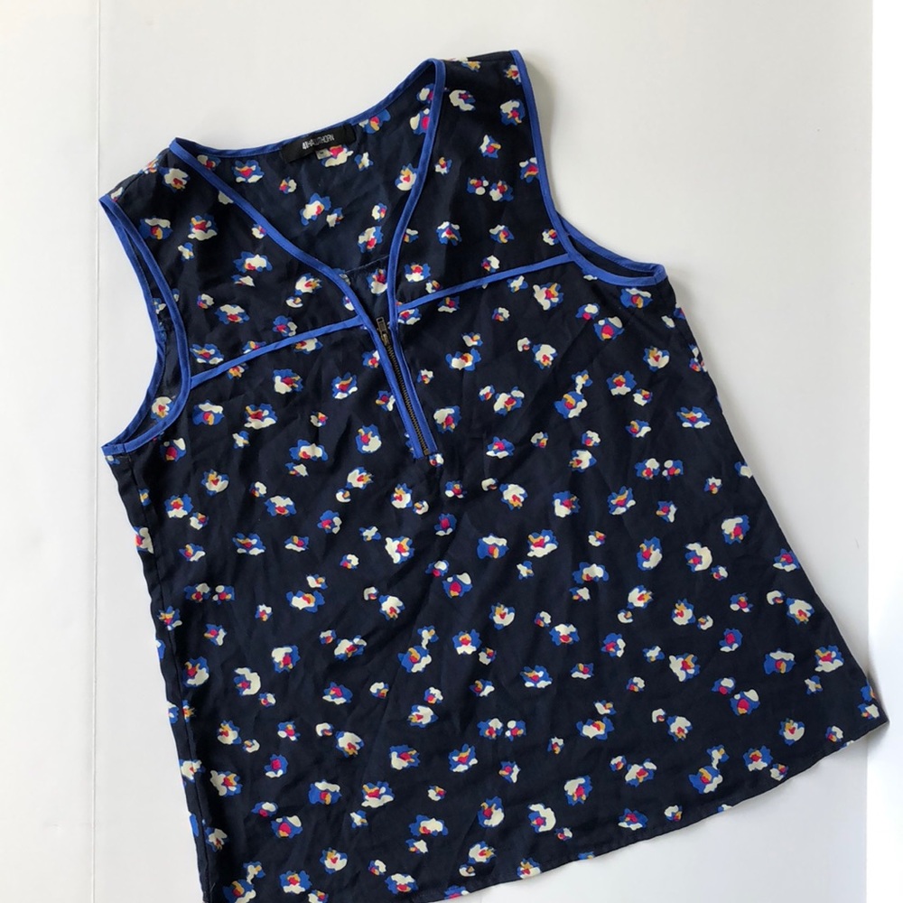 41Hawthorn Navy sleeveless floral blouse